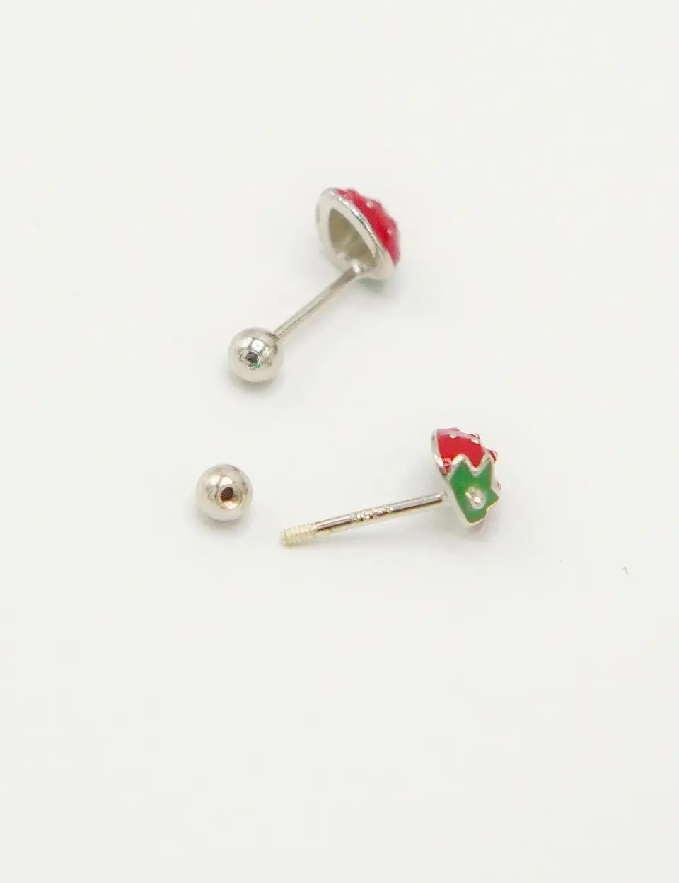 Aros frutilla tapa de seguridad piercing plata fina 925  8