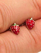 Aros frutilla tapa de seguridad piercing plata fina 925  - Miniatura 9