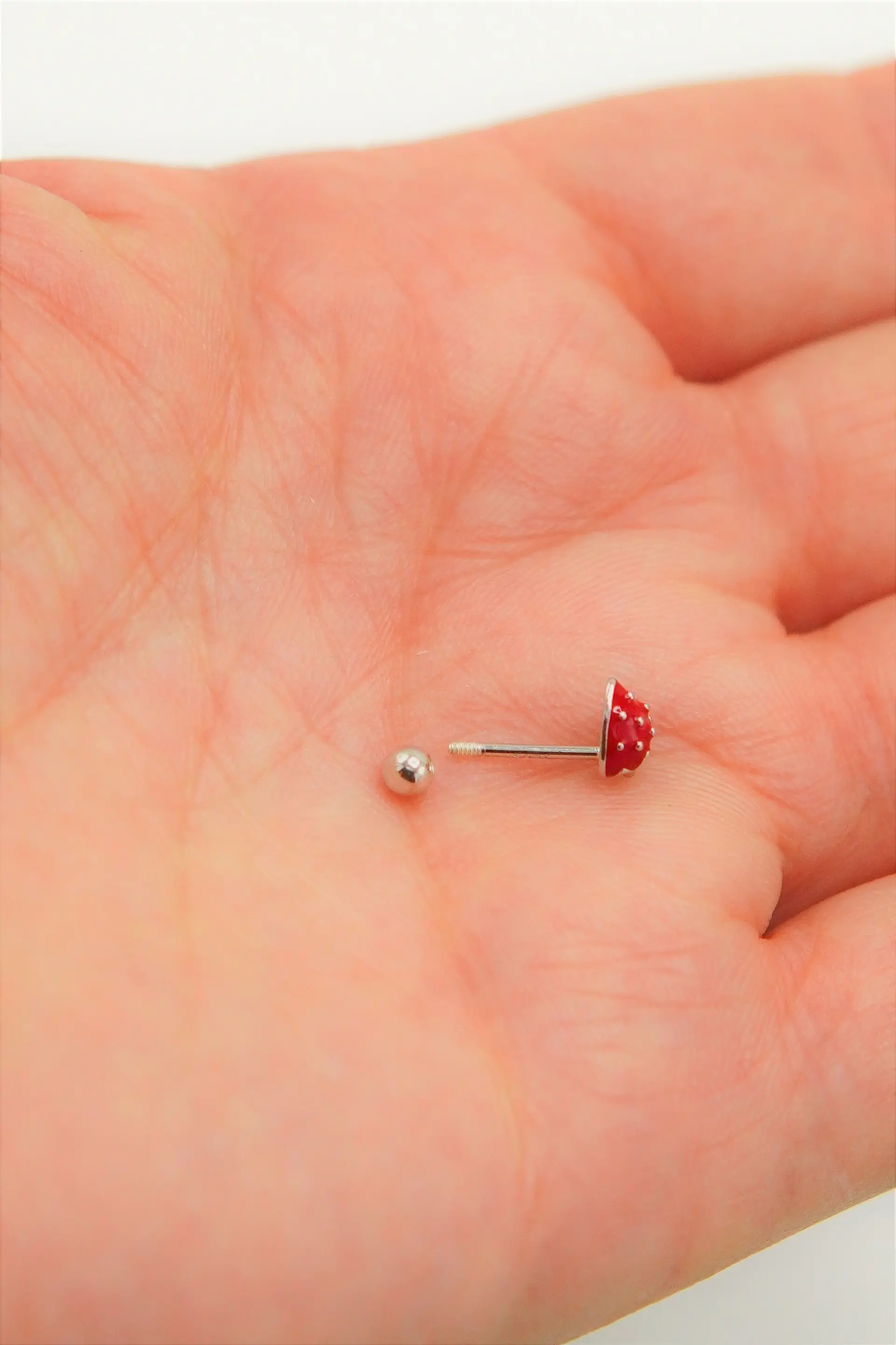 Aros frutilla tapa de seguridad piercing plata fina 925  7