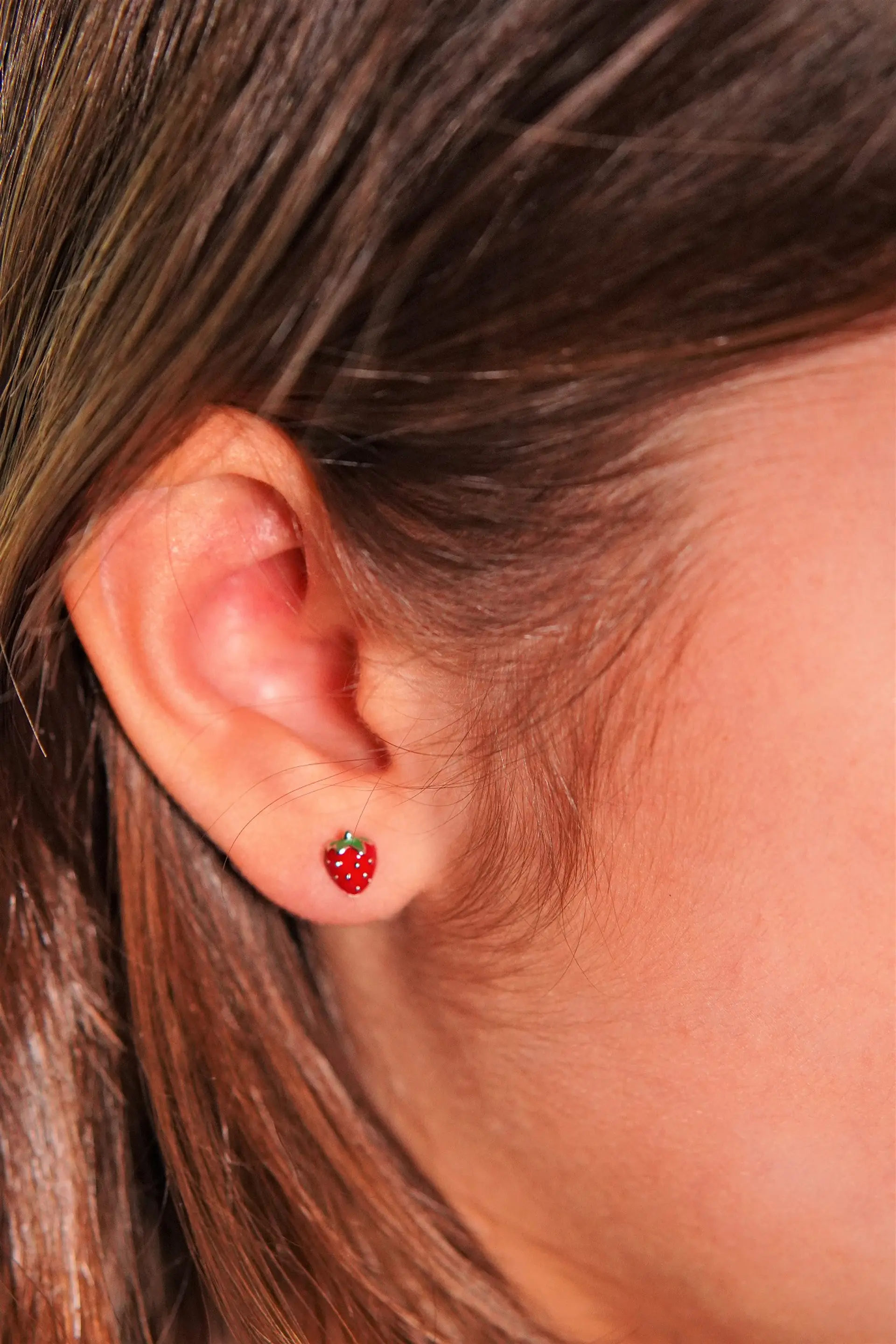 Aros frutilla tapa de seguridad piercing plata fina 925  3