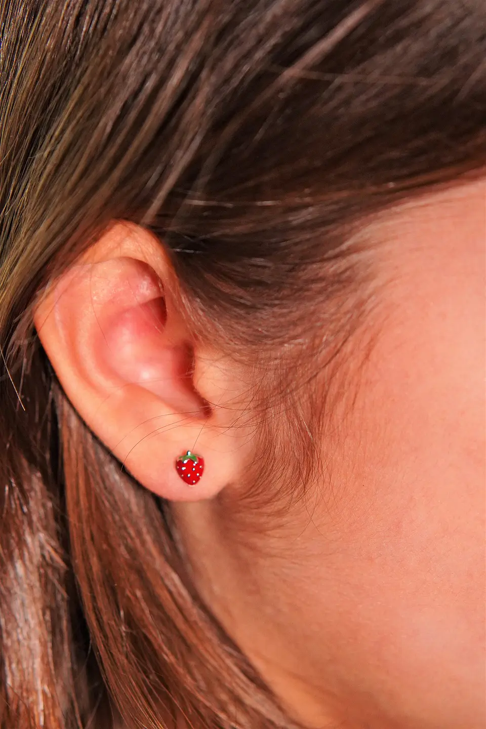 Aros frutilla tapa de seguridad piercing plata fina 925  3