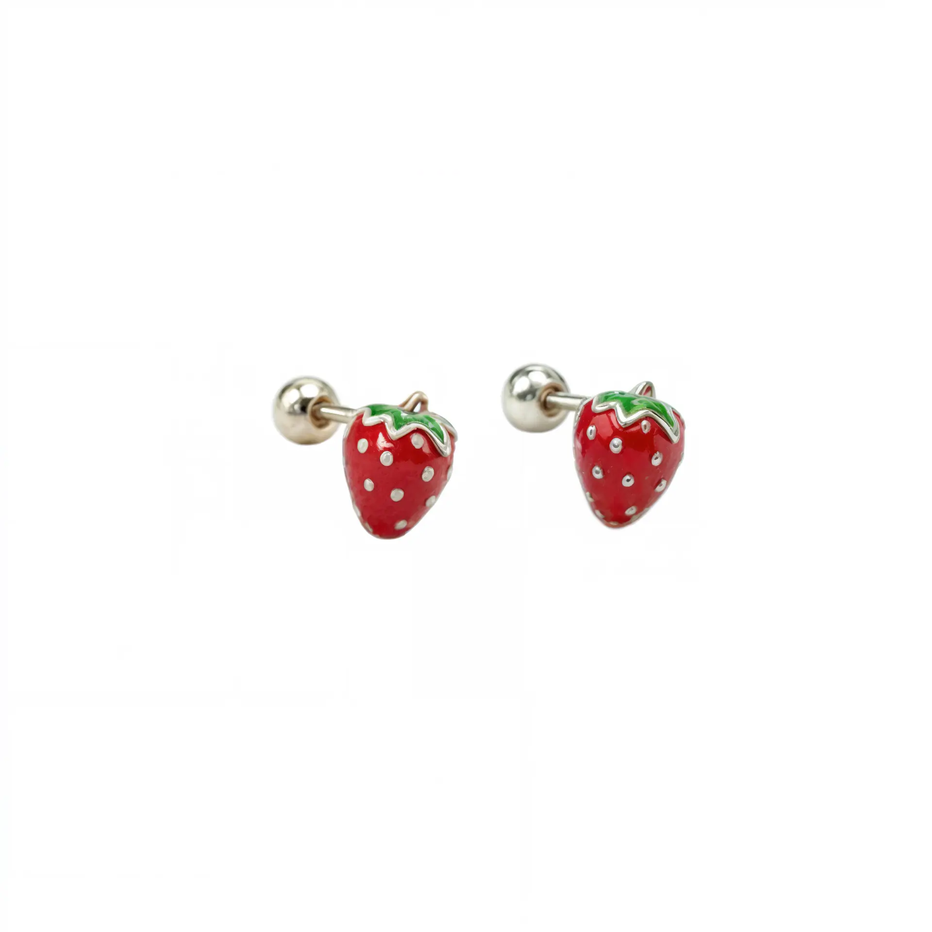 Aros frutilla tapa de seguridad piercing plata fina 925  1