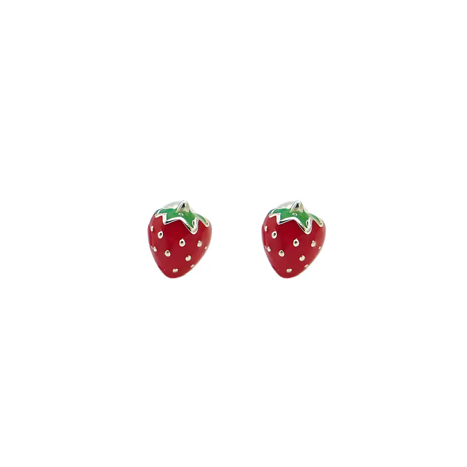Aros frutilla tapa de seguridad piercing plata fina 925  5