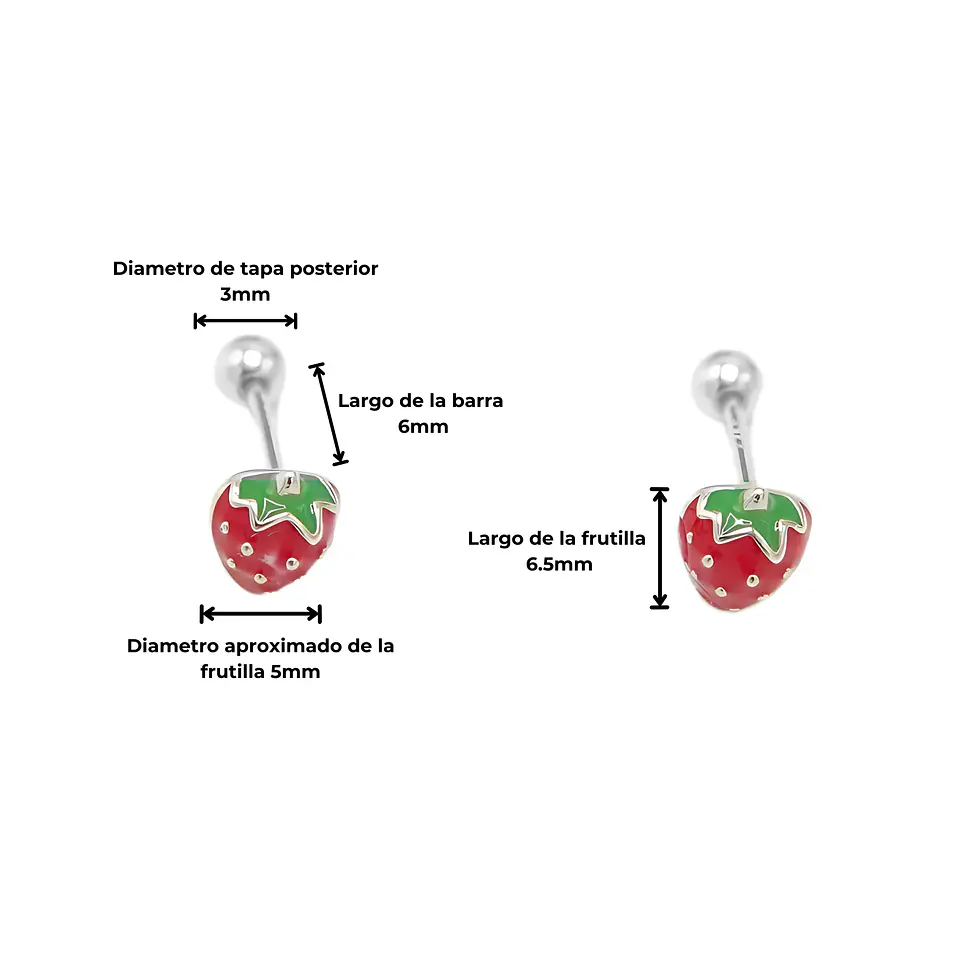 Aros frutilla tapa de seguridad piercing plata fina 925  4