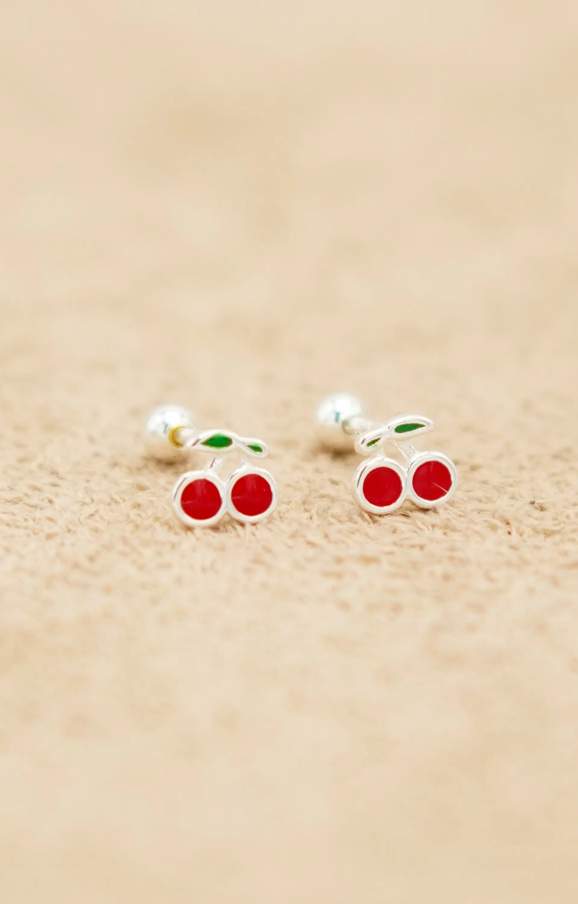 Aros cerezas tapa de seguridad piercing plata fina 925  8