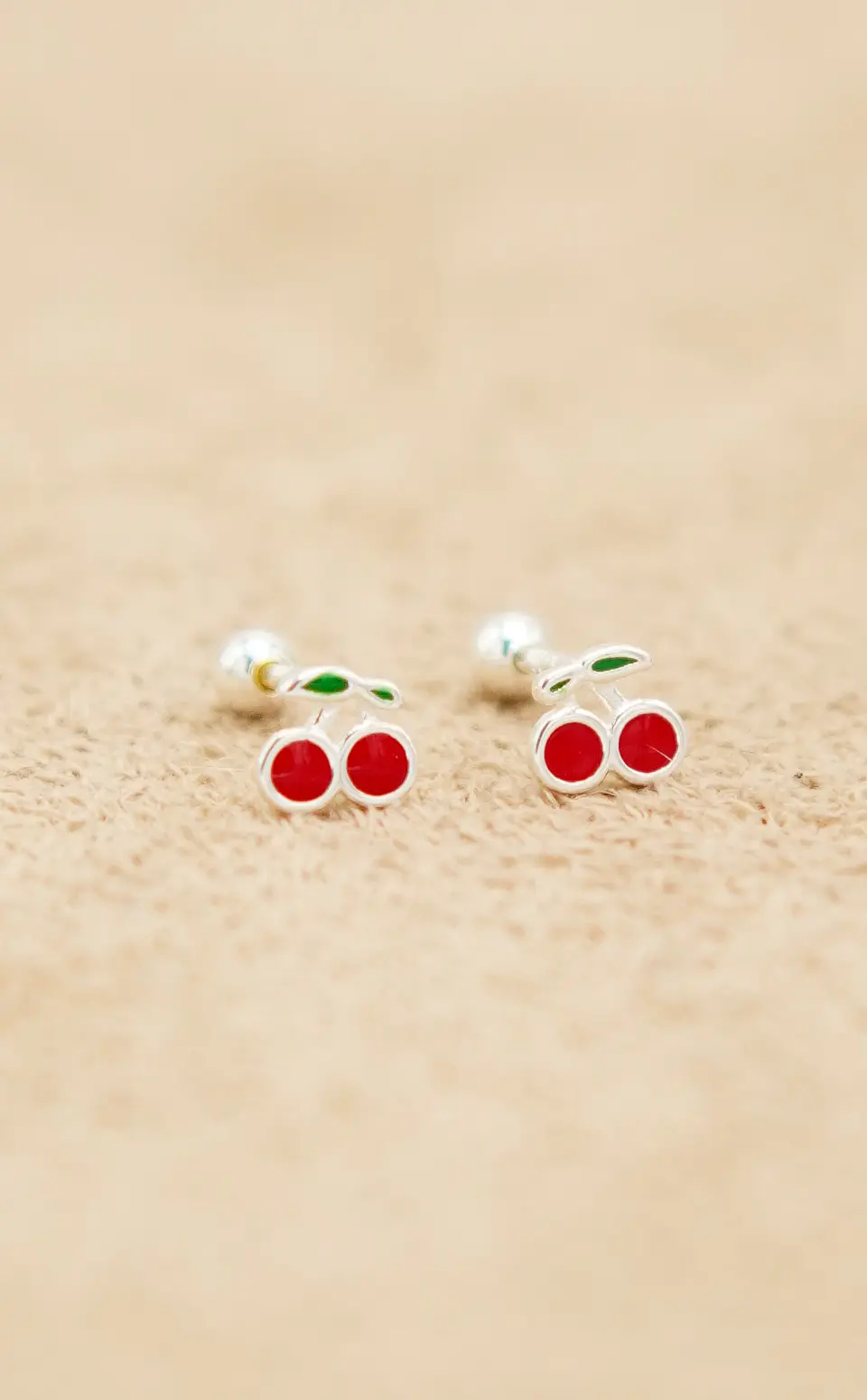 Aros cerezas tapa de seguridad piercing plata fina 925  8