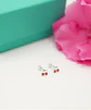 Aros cerezas tapa de seguridad piercing plata fina 925  - Miniatura 2