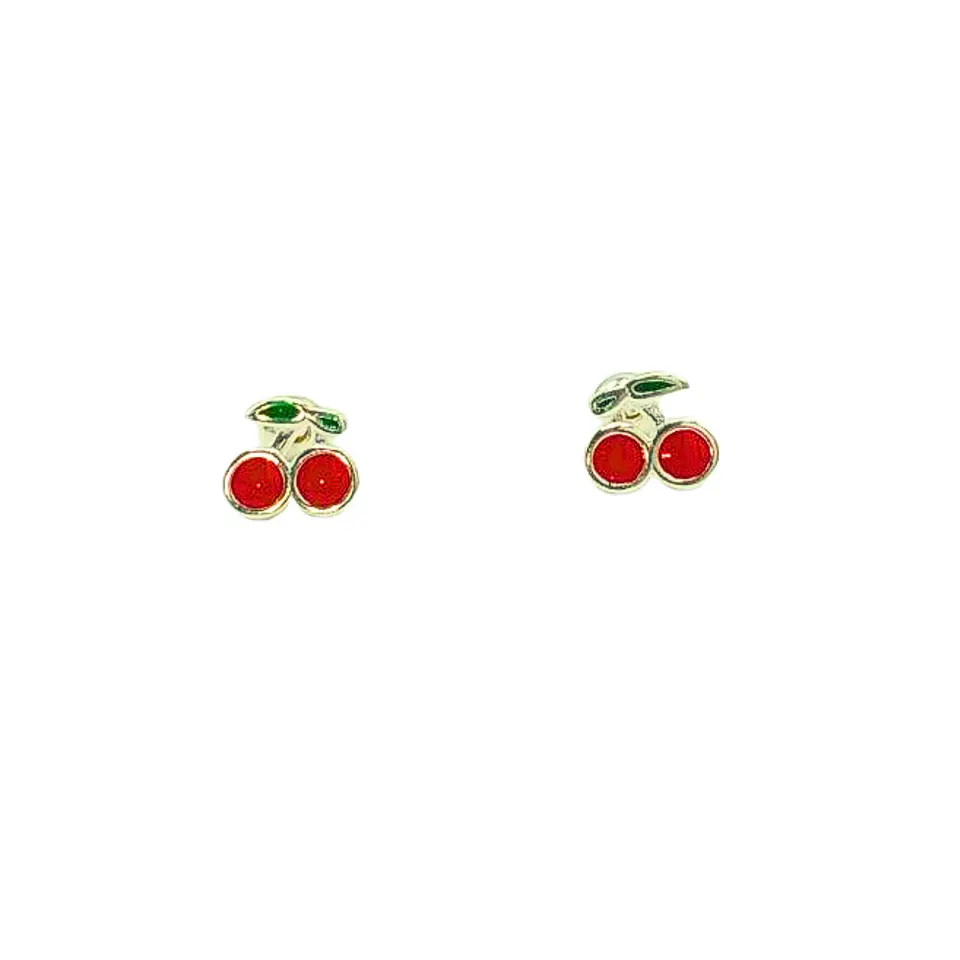 Aros cerezas tapa de seguridad piercing plata fina 925  9