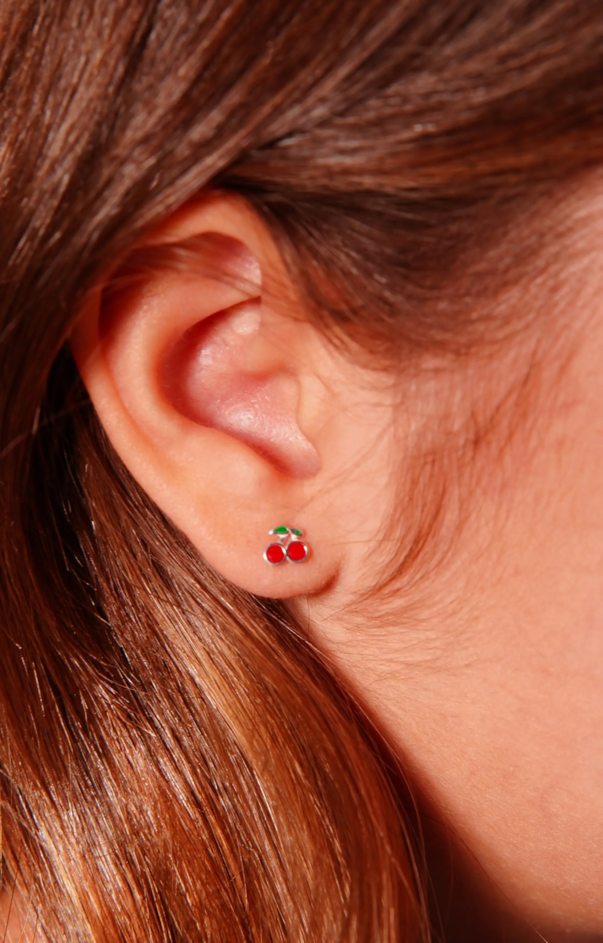 Aros cerezas tapa de seguridad piercing plata fina 925  3