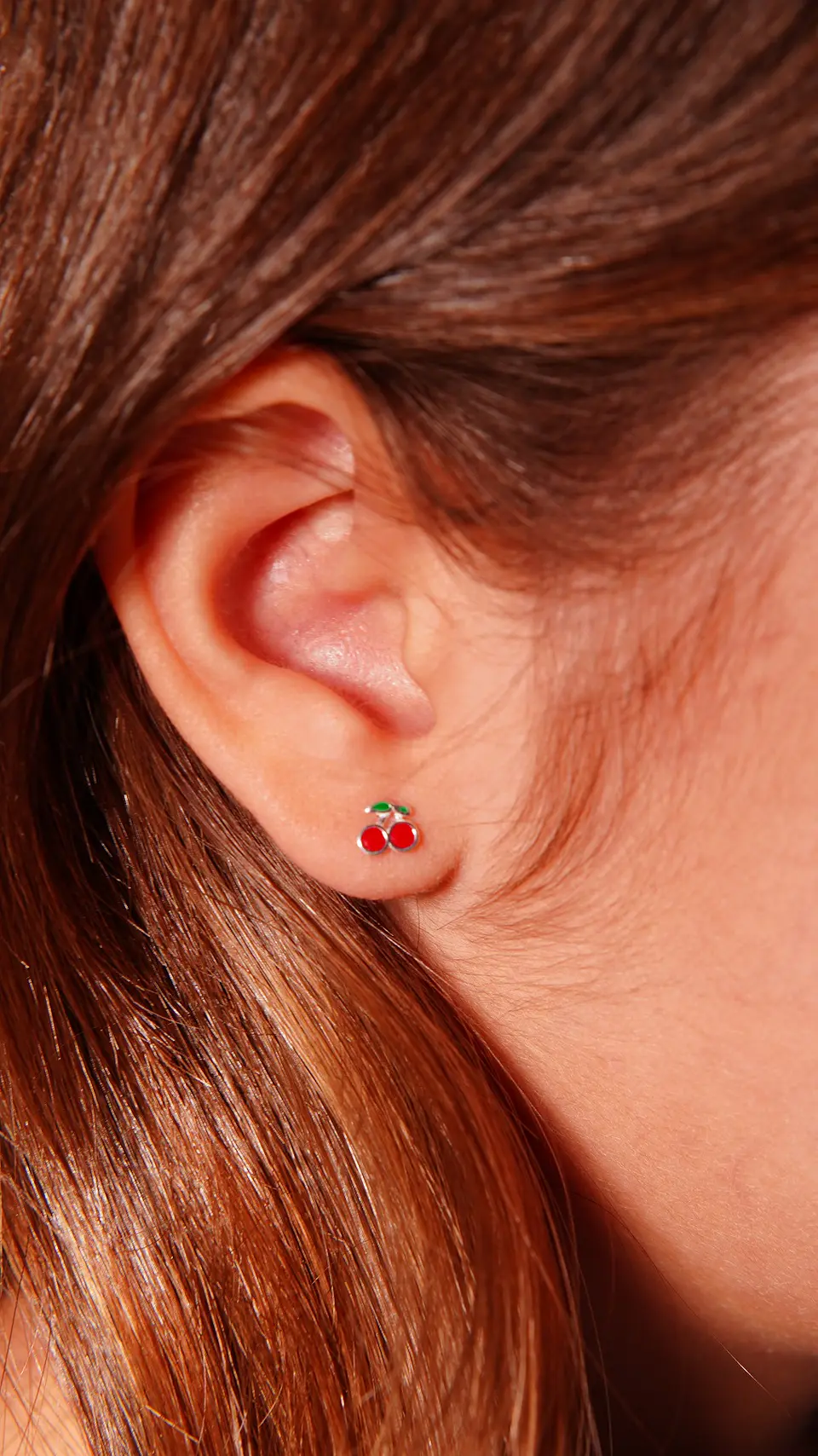 Aros cerezas tapa de seguridad piercing plata fina 925  3