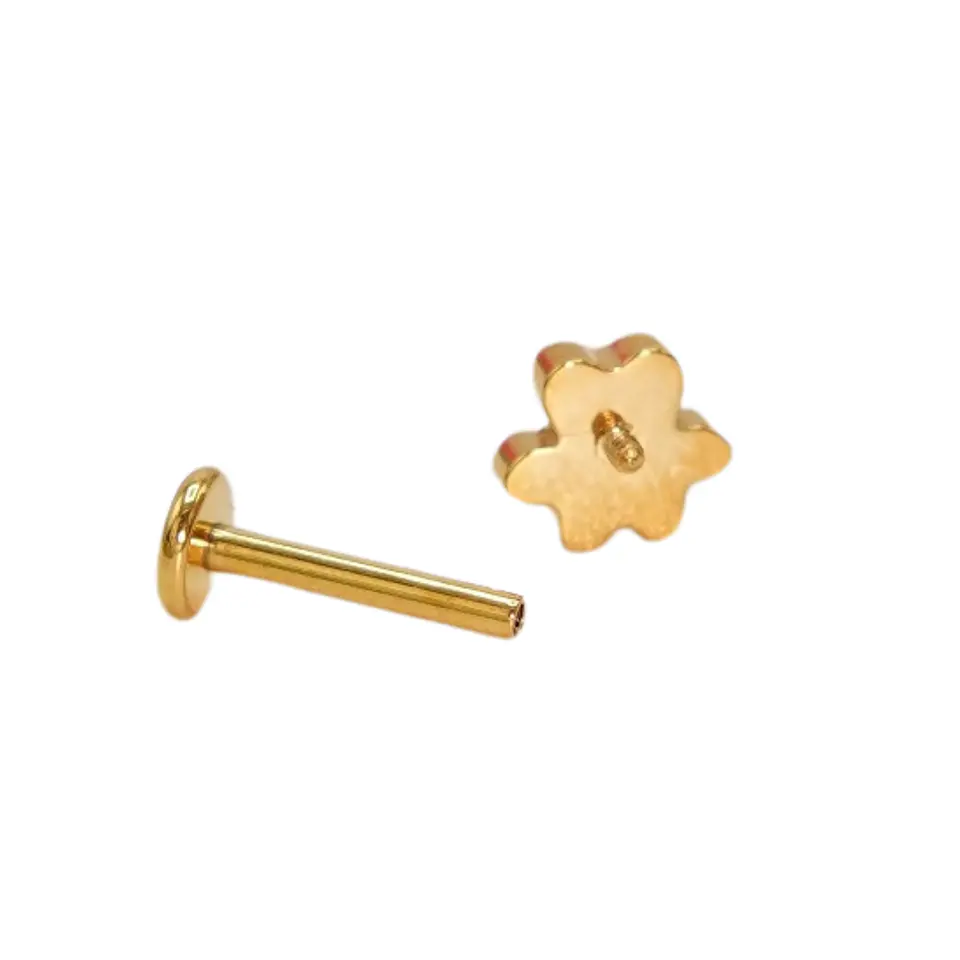Piercing labret huella perro gato titanio chapado en oro 18k 8mm 10