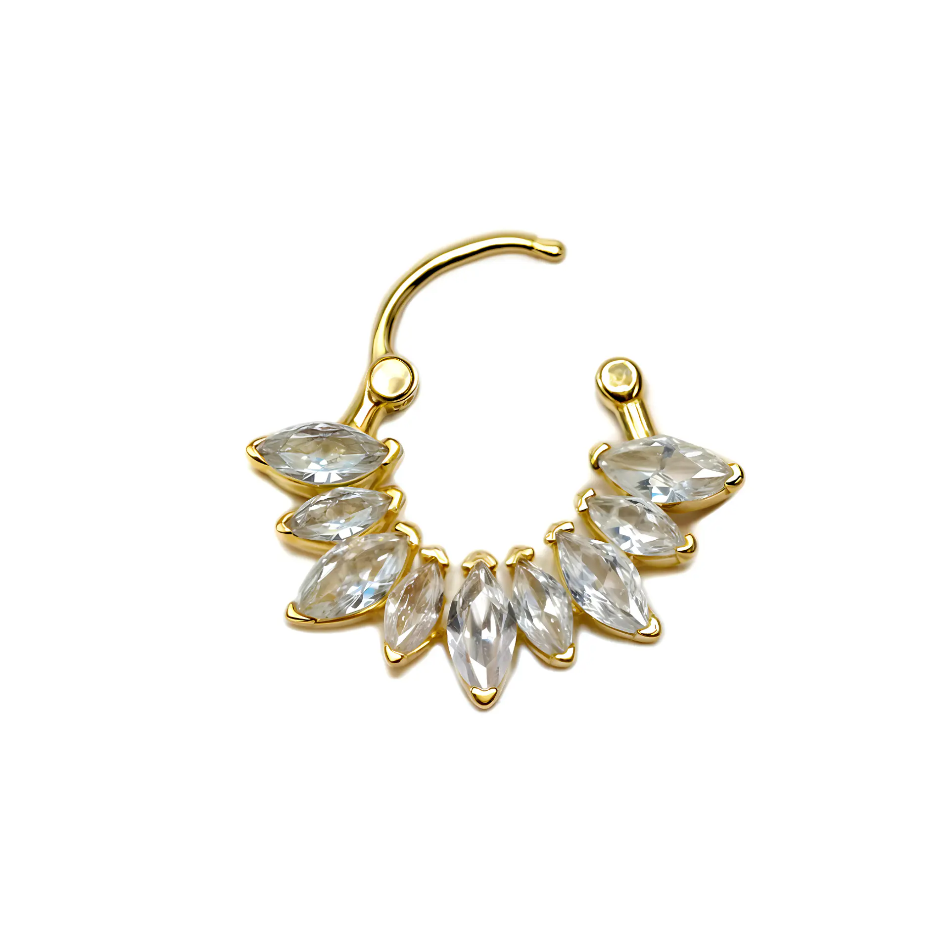 Piercing Septum daith every Sunrise Plata fina ley S925 Bañado de oro 18k 1