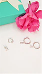 Pack de 4 aros argollas Luciana punto de luz chapadas en plata 925 - Miniatura 2