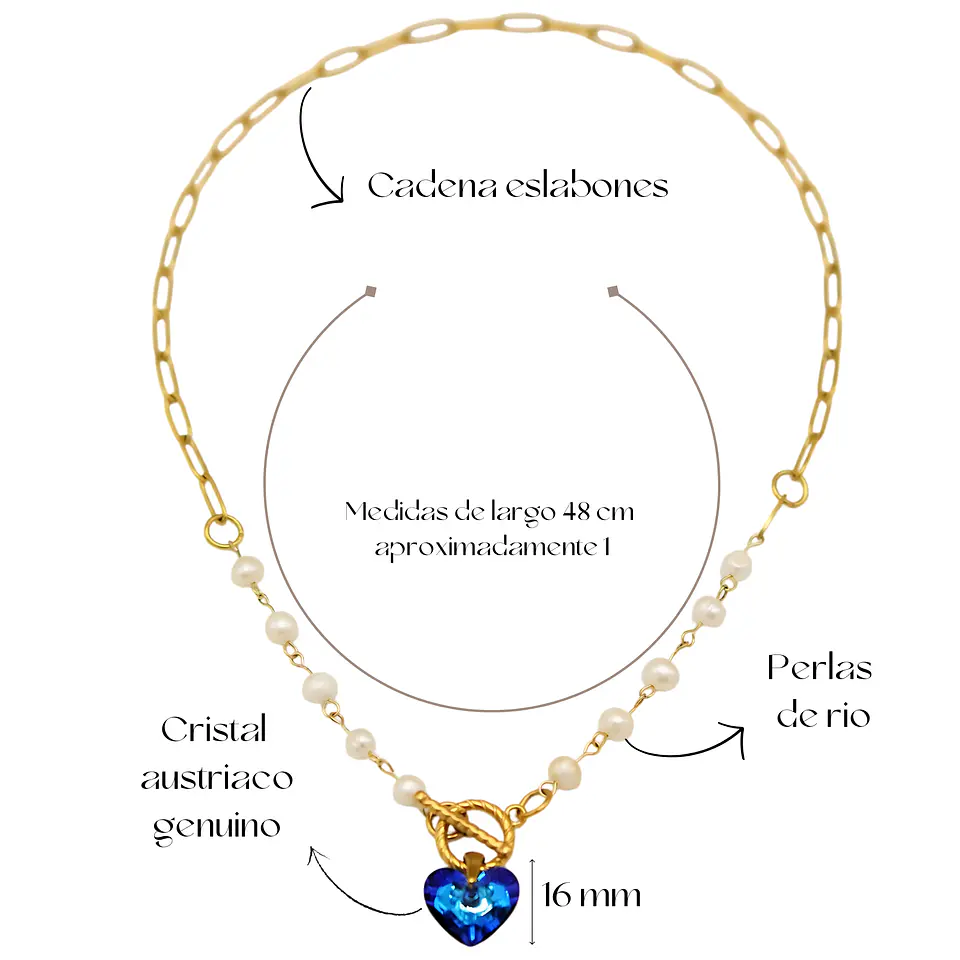 Collar Miranda con Cristal Swarovski® perlas de Rio chapado en oro 18k  4