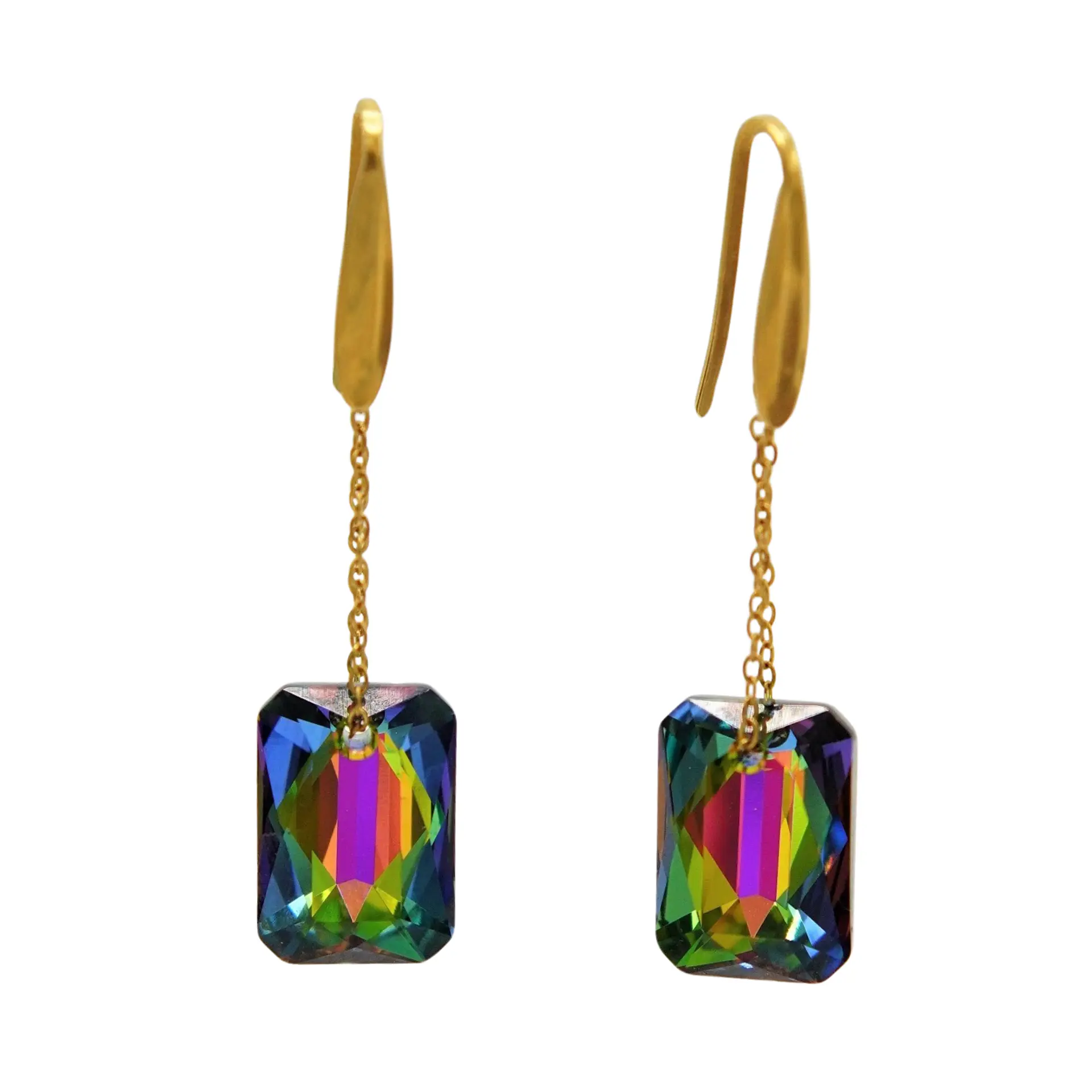 Conjunto Mia collar y aros con cristales de Swarovski® esmerald cut chapado 6