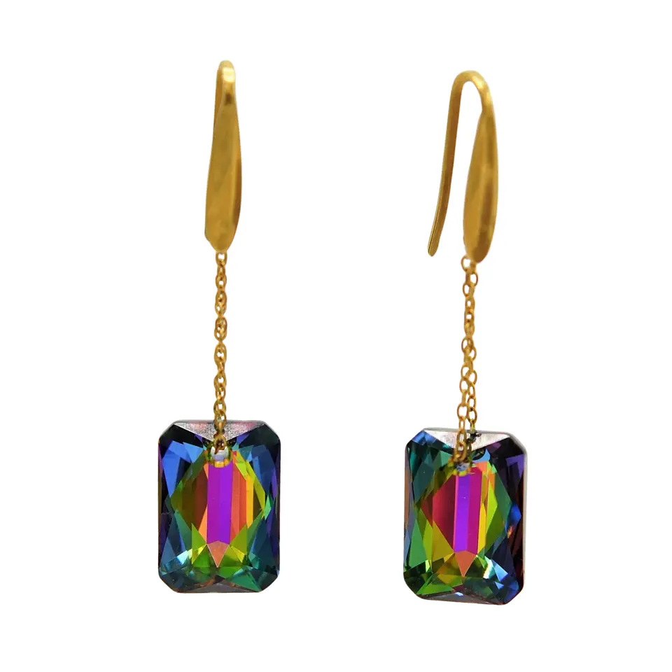 Conjunto Mia collar y aros con cristales de Swarovski® esmerald cut chapado 6
