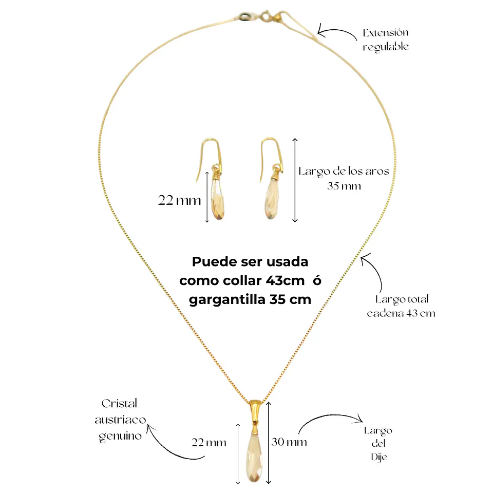 Conjunto Veronica collar ajustable con cristales de Swarovski® chapado en oro 18k 4