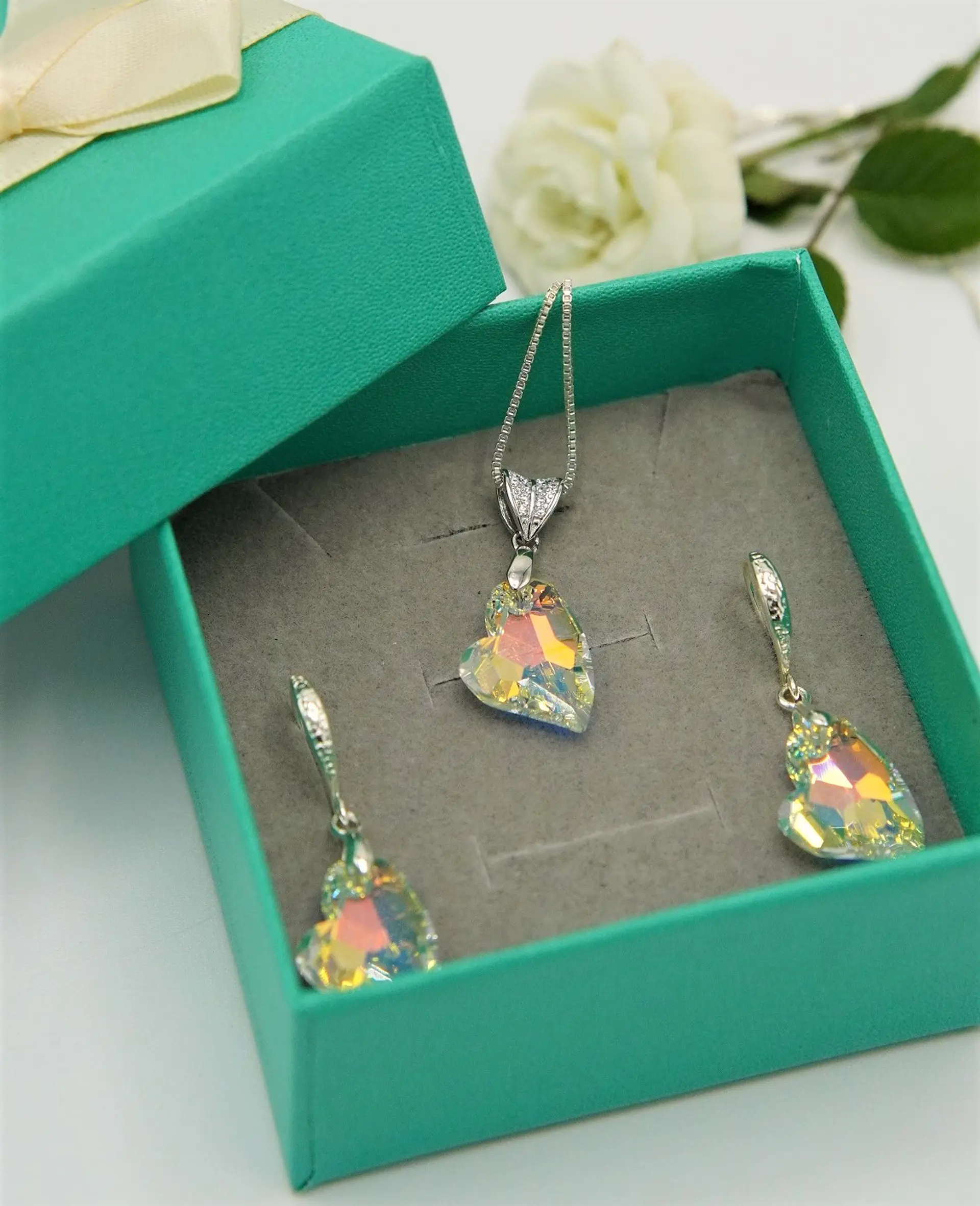 Conjunto Amor Amor con cristales de Swarovski® devoted 2u plata fina 925  2
