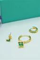 Pack de aros Antonia zirconia verde chapados en oro 18k  - Miniatura 8