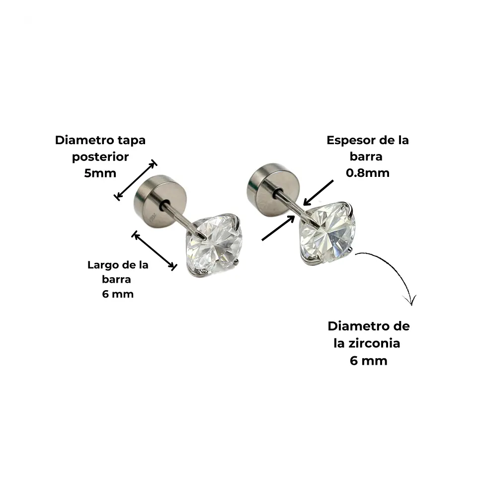Aros punto de luz 6mm titanio tapa seguridad 20g 6