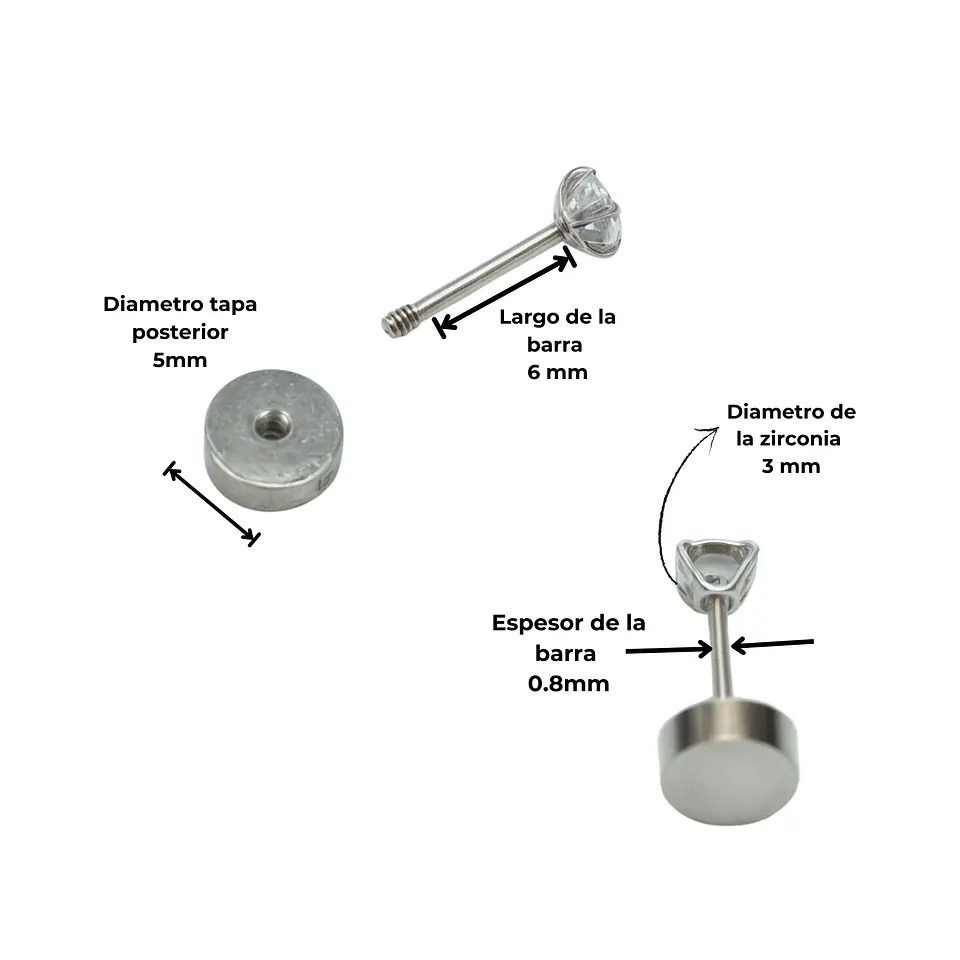 Aros punto de luz 3mm titanio tapa seguridad 20g  7