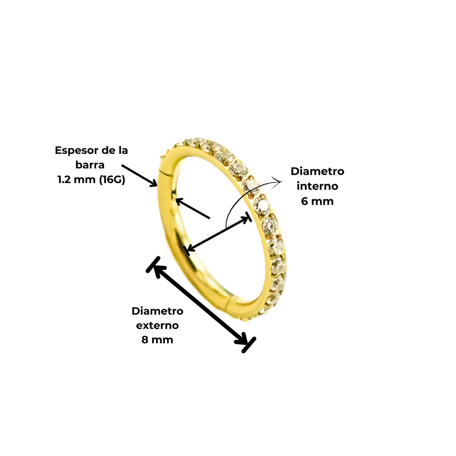 Argollas Emma 6mm 16G Titanio F136 PVD Oro 18k 4