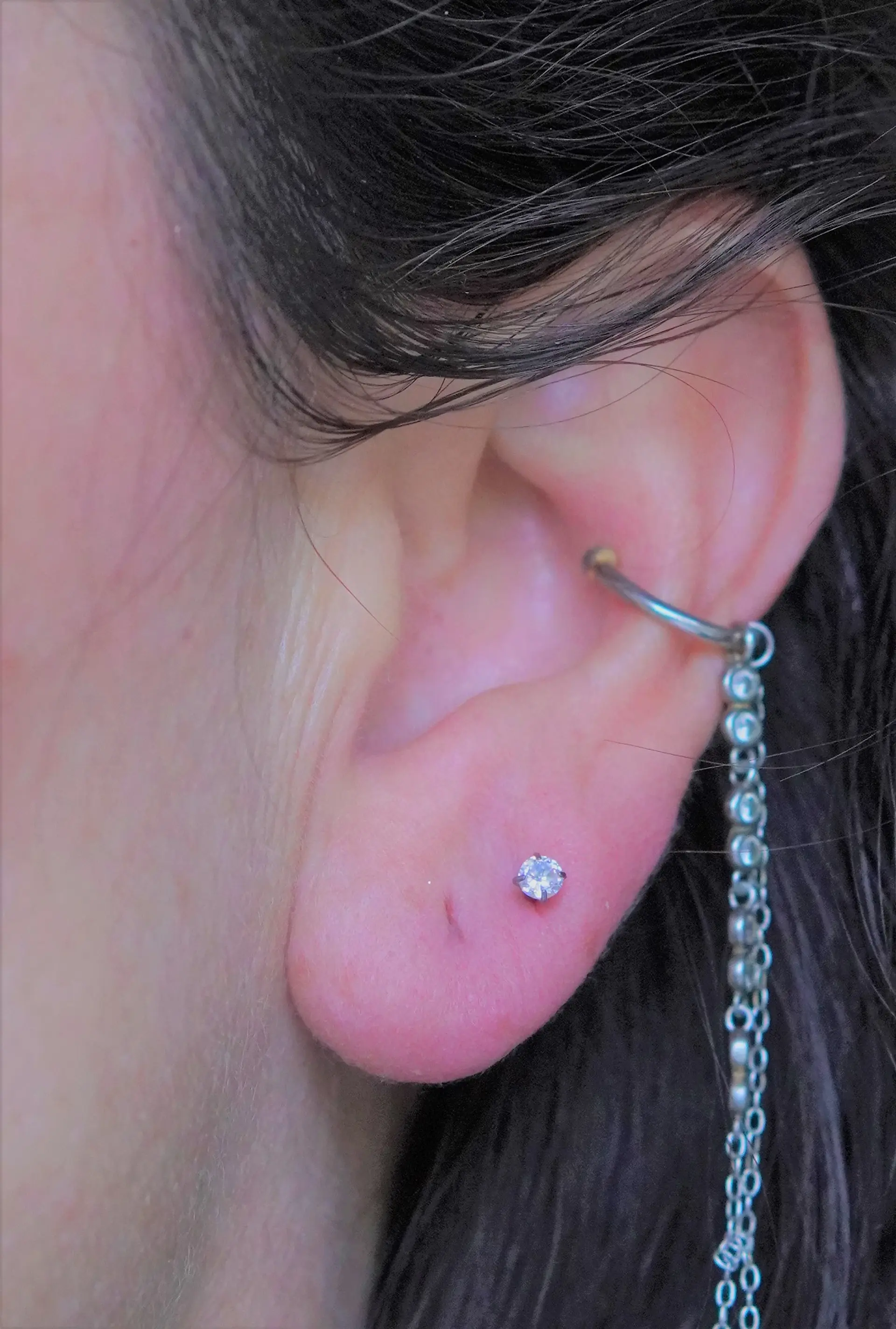 Piercing punto de luz 3mm titanio push pin nostril tragus 2