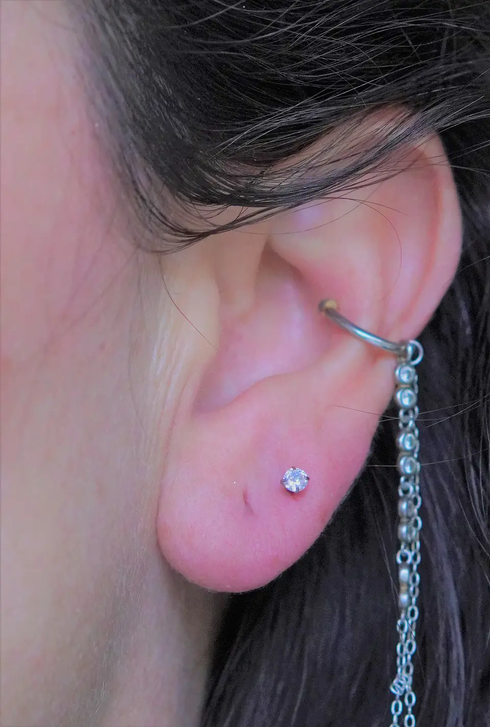 Piercing punto de luz 3mm titanio push pin nostril tragus 2