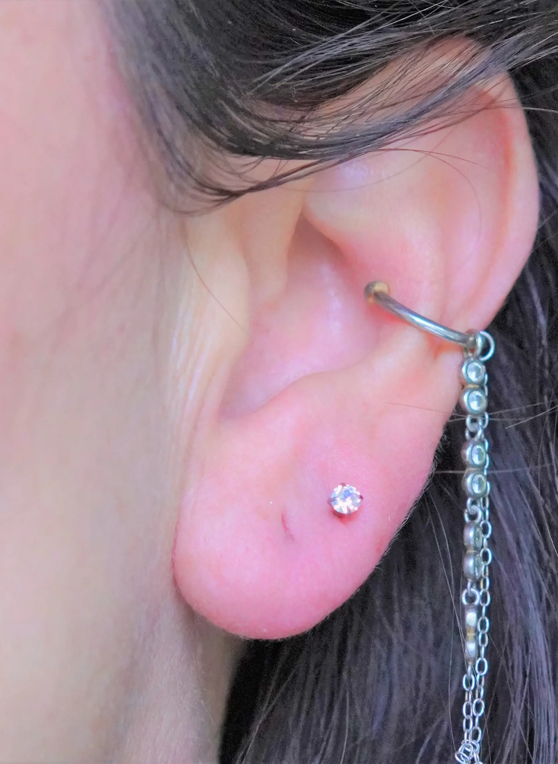 Piercing punto de luz 3mm titanio push pin nostril tragus 7