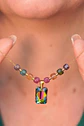 Conjunto Mia collar y aros con cristales de Swarovski® esmerald cut chapado - Miniatura 7