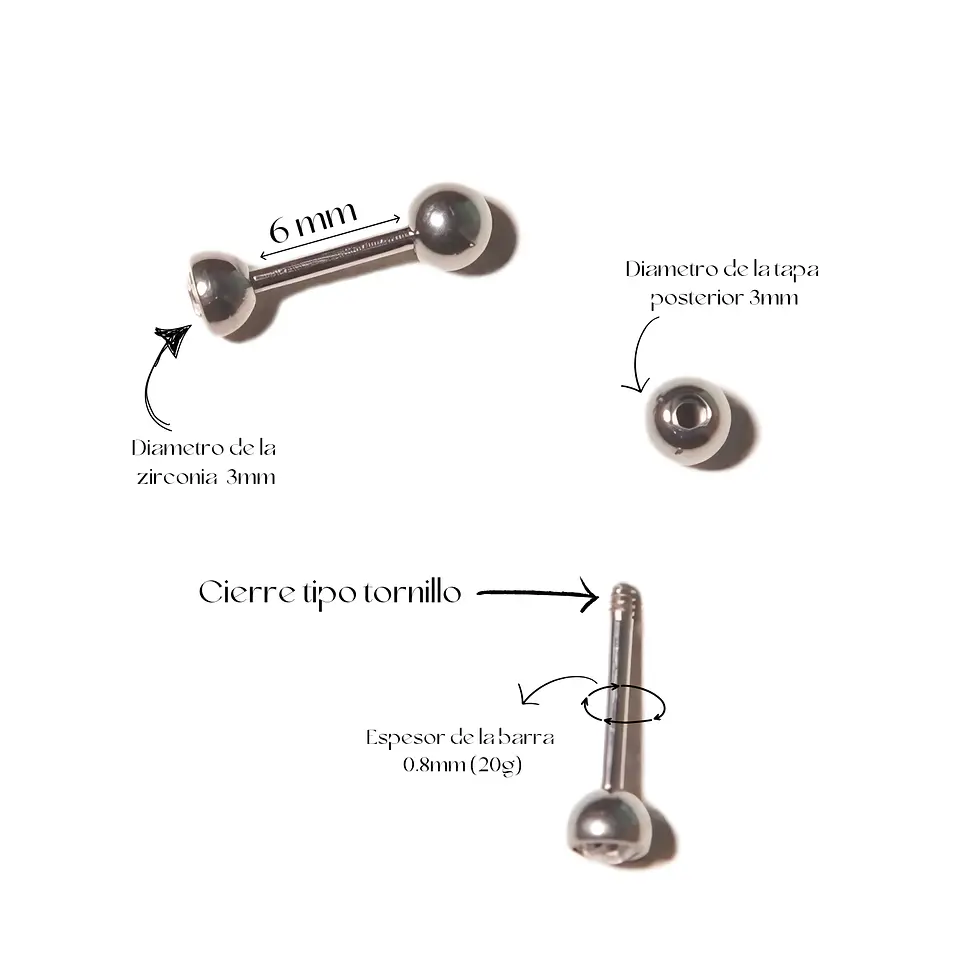 Aros punto de luz Aria 3mm titanio tapa de seguridad 20g 4