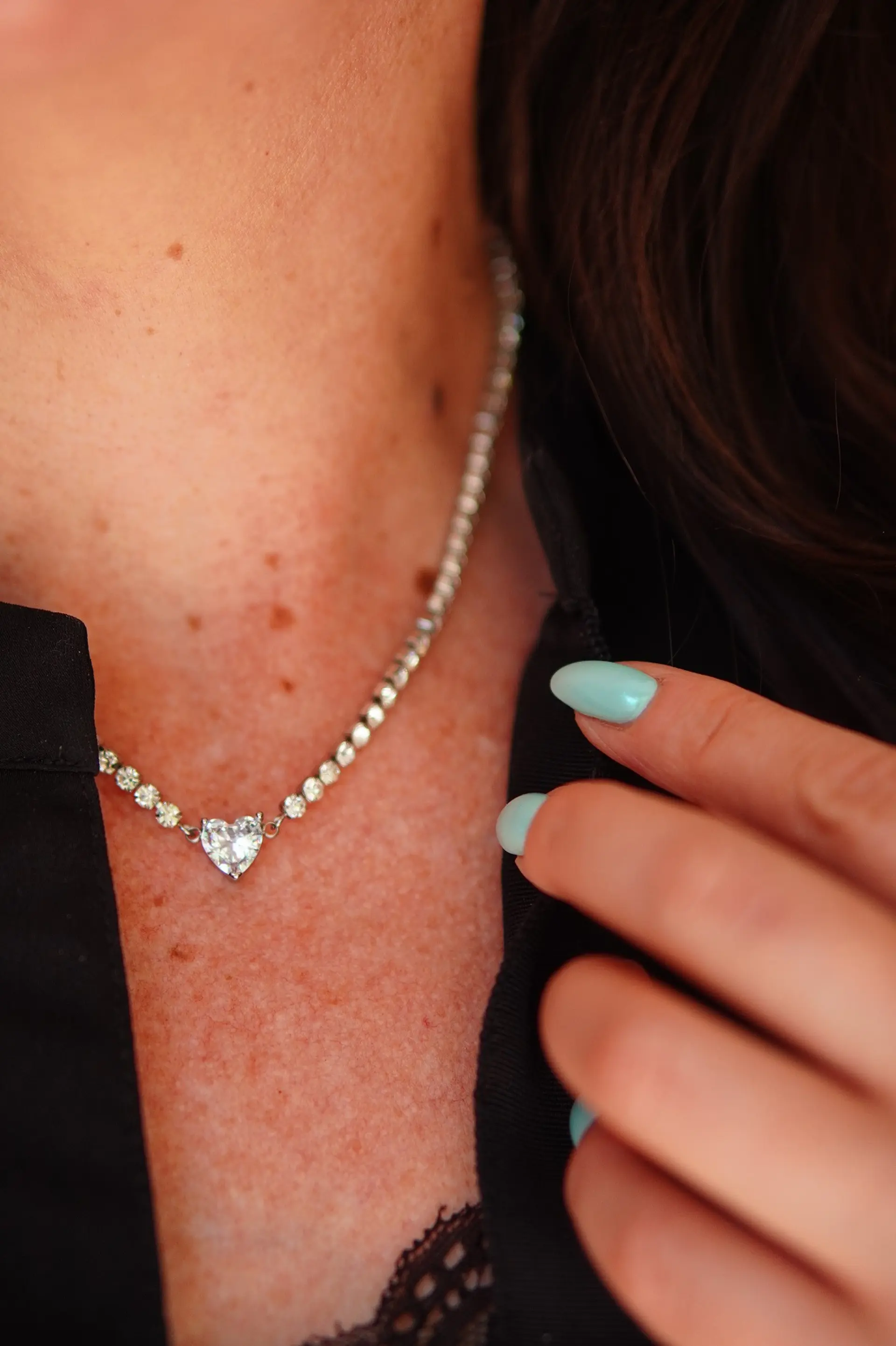 Collar tennis zirconias cubicas corazon hipoalergenico 2