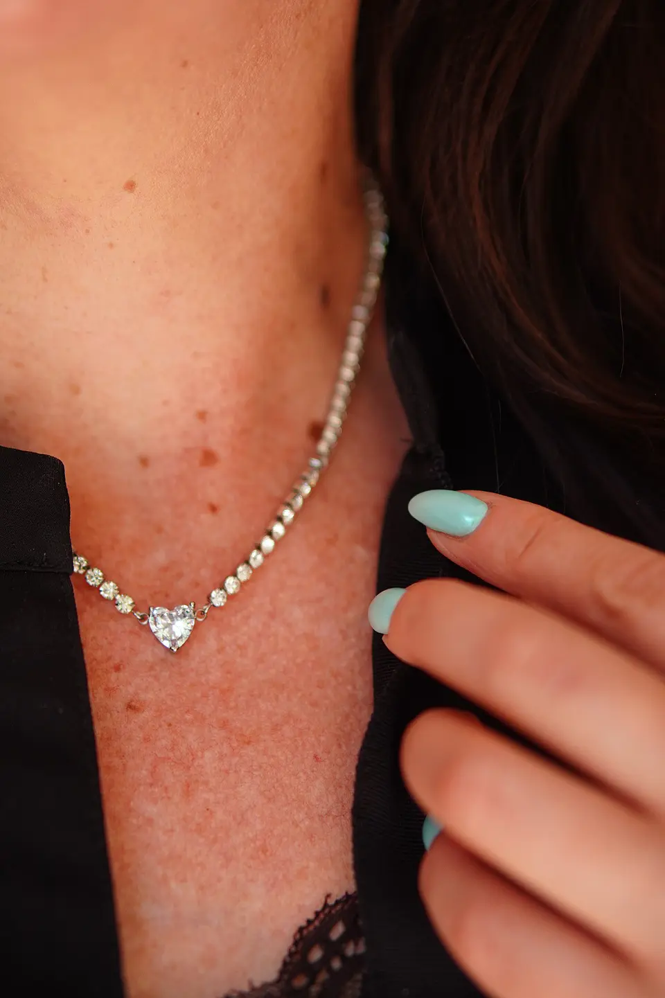Collar tennis zirconias cubicas corazon hipoalergenico 2