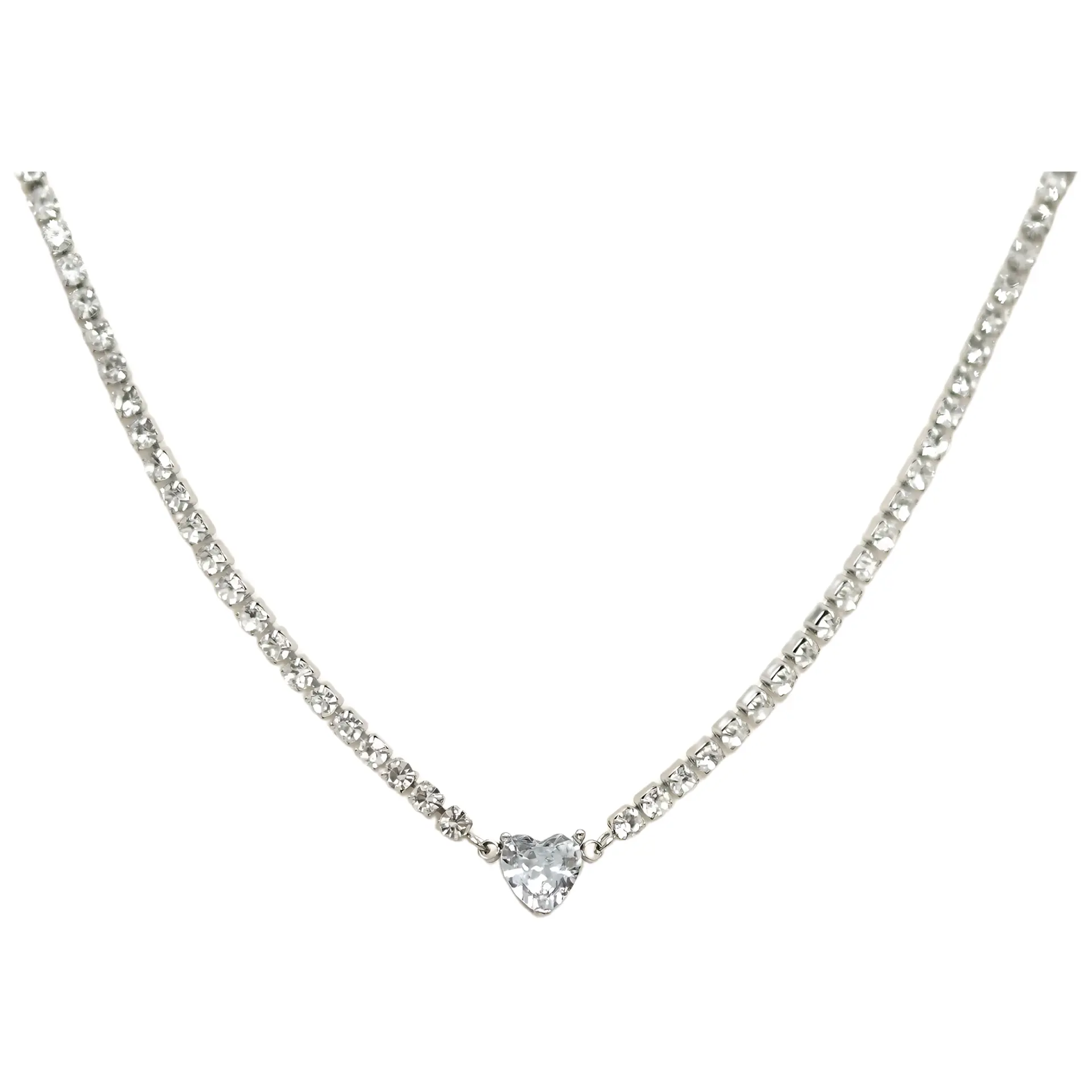 Collar tennis zirconias cubicas corazon hipoalergenico 1