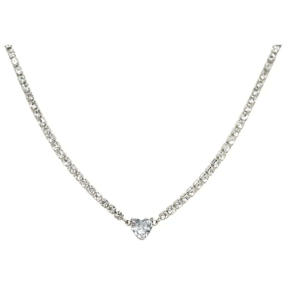 Collar tennis zirconias cubicas corazon hipoalergenico 1