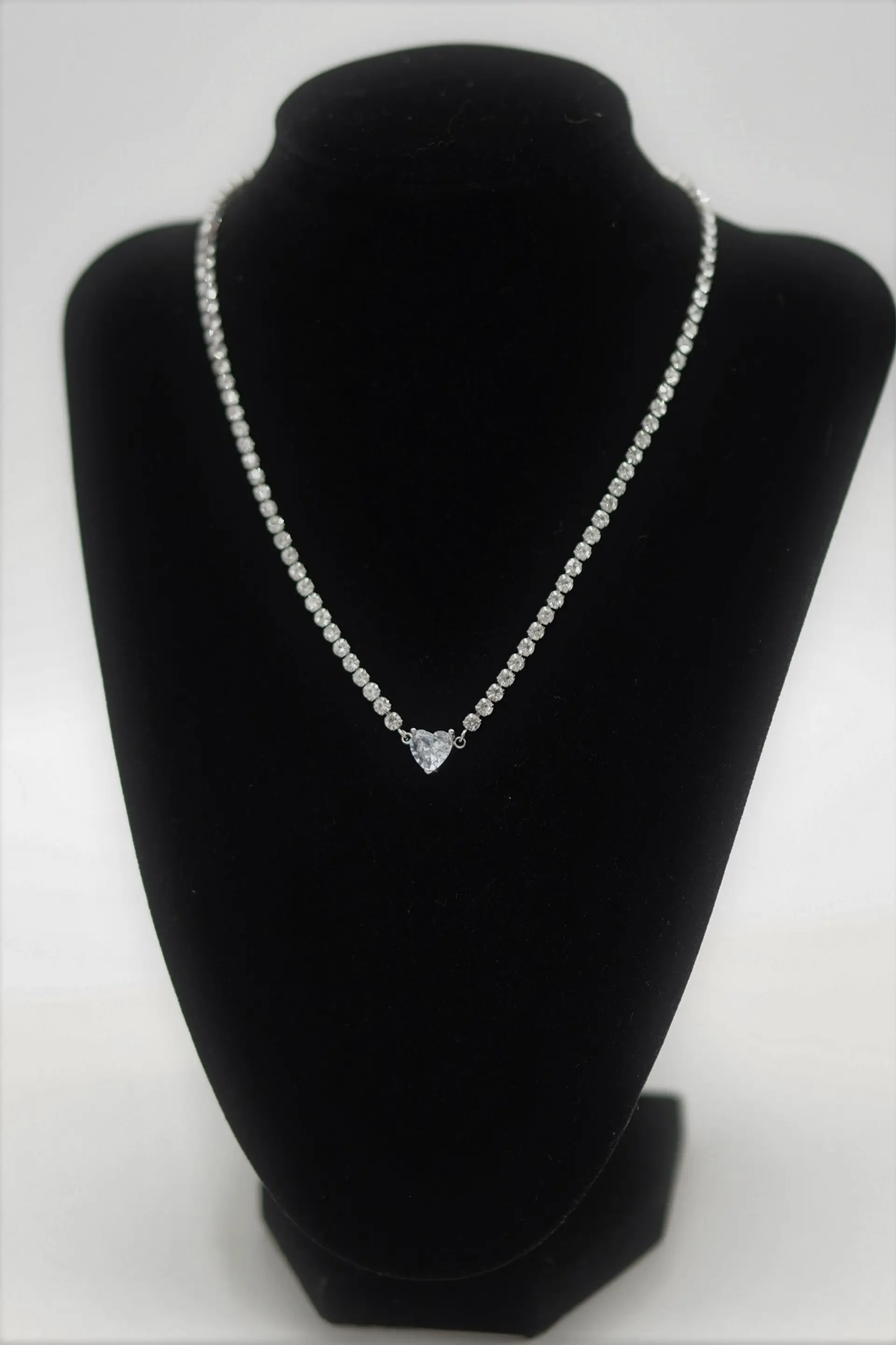 Collar tennis zirconias cubicas corazon hipoalergenico 5