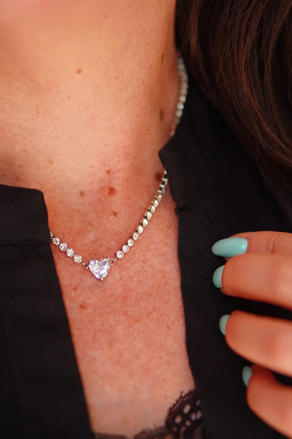 Collar tennis zirconias cubicas corazon hipoalergenico 9