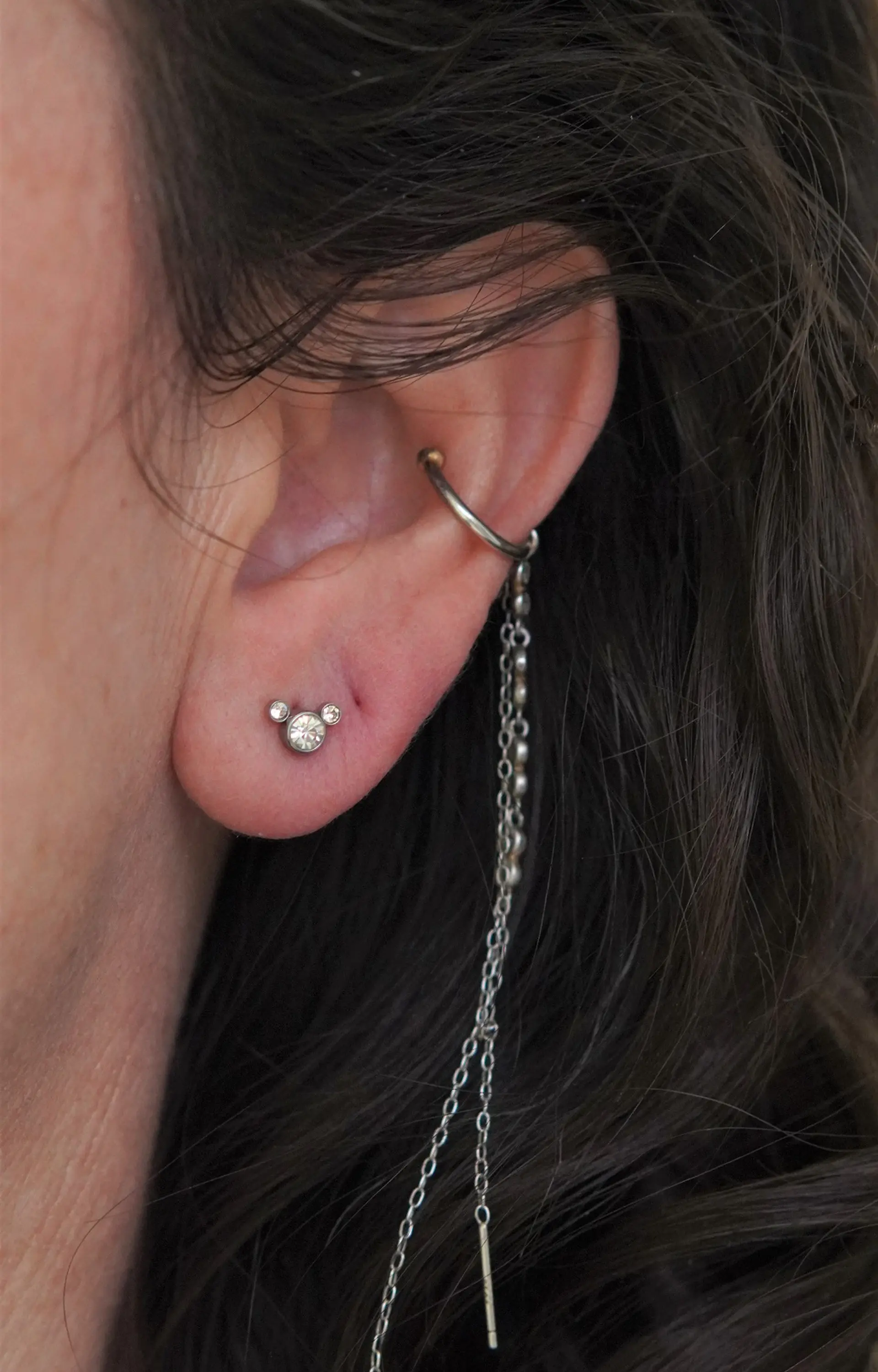 Piercing Tragus Conch Labret Modelo Mickey 16g 3