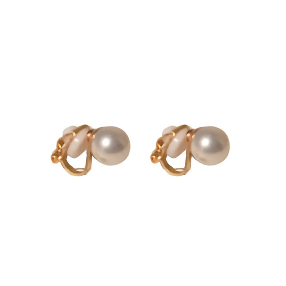 Aros perla 8mm sin perforación bañado en oro 14k 6