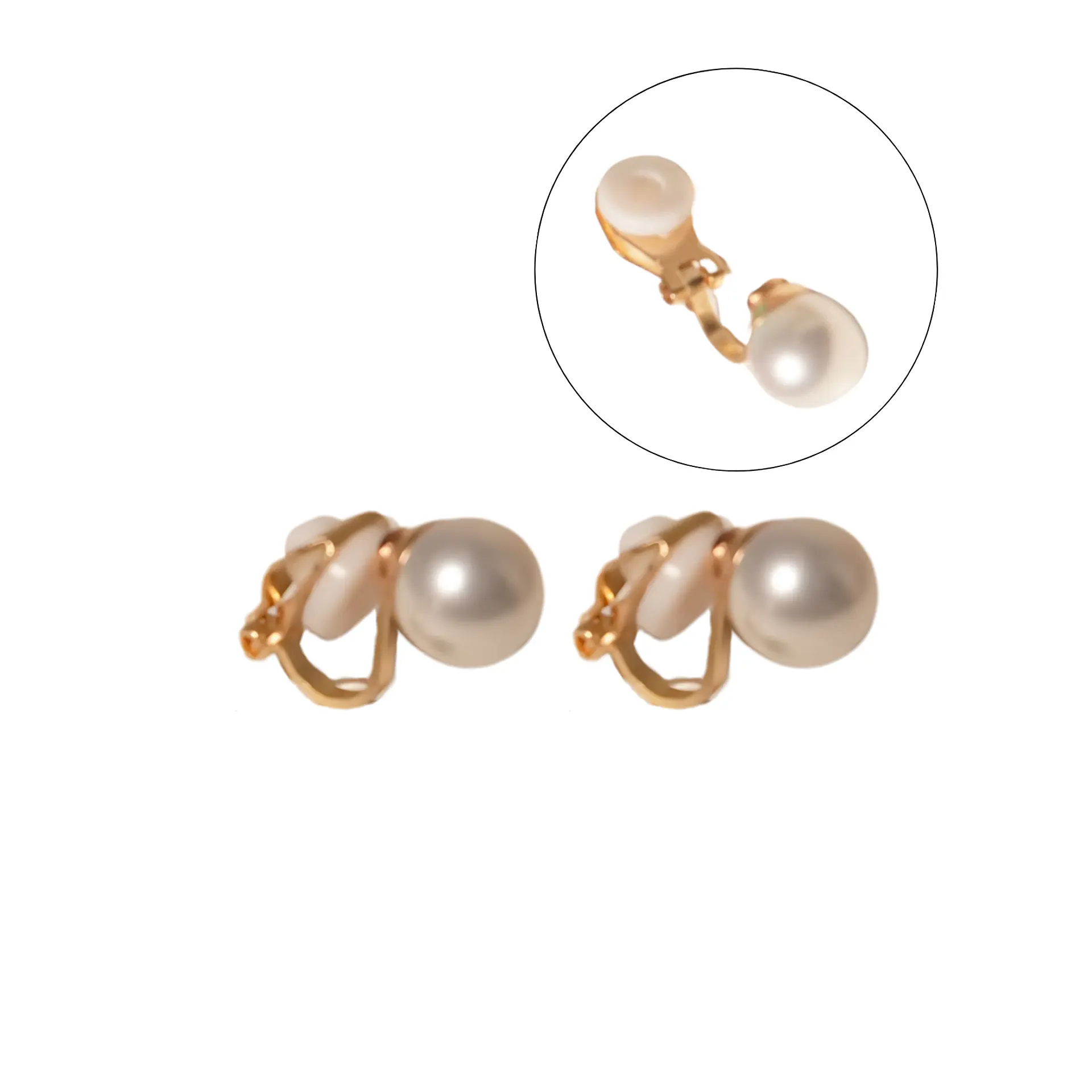 Aros perla 8mm sin perforación bañado en oro 14k 1