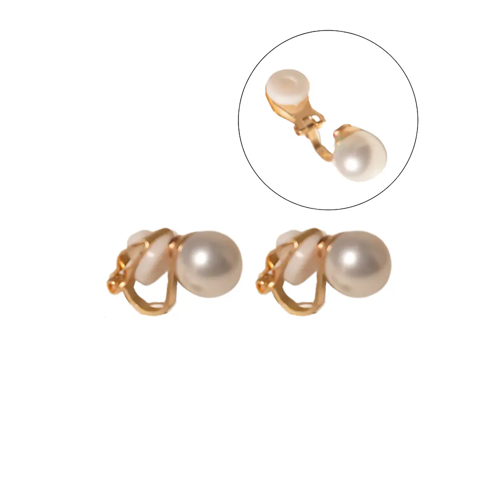 Aros perla 8mm sin perforación bañado en oro 14k 1