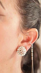 Aros perlas y zirconias sin perforacion bañado en oro 14k - Miniatura 3