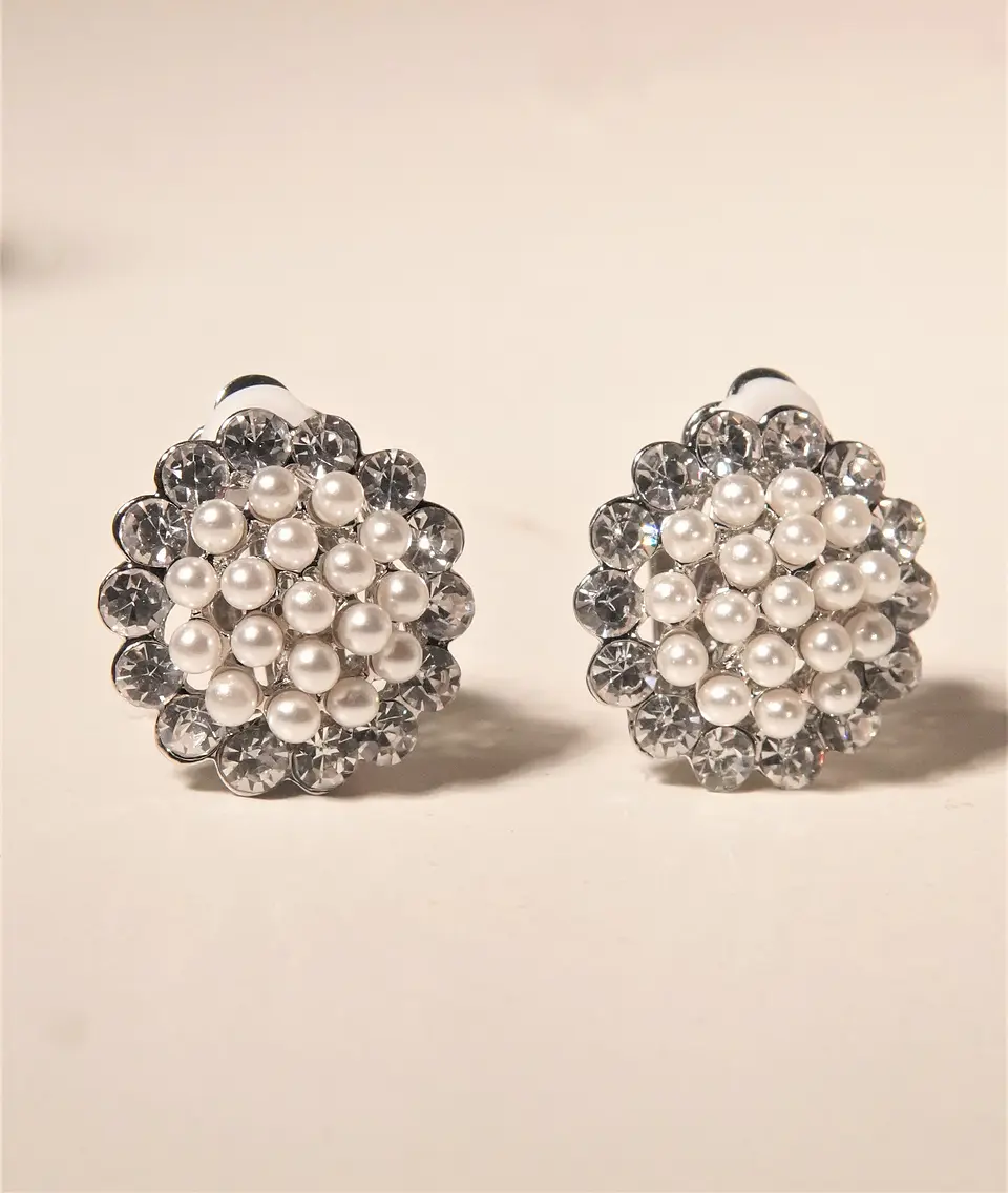 Aros sin perforacion perlas y zirconias sol y brillo plateados 6
