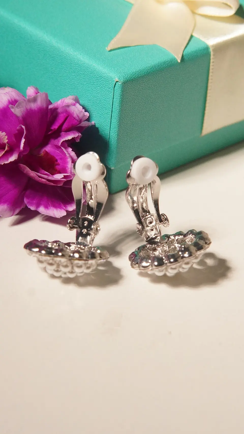 Aros sin perforacion perlas y zirconias sol y brillo plateados 9