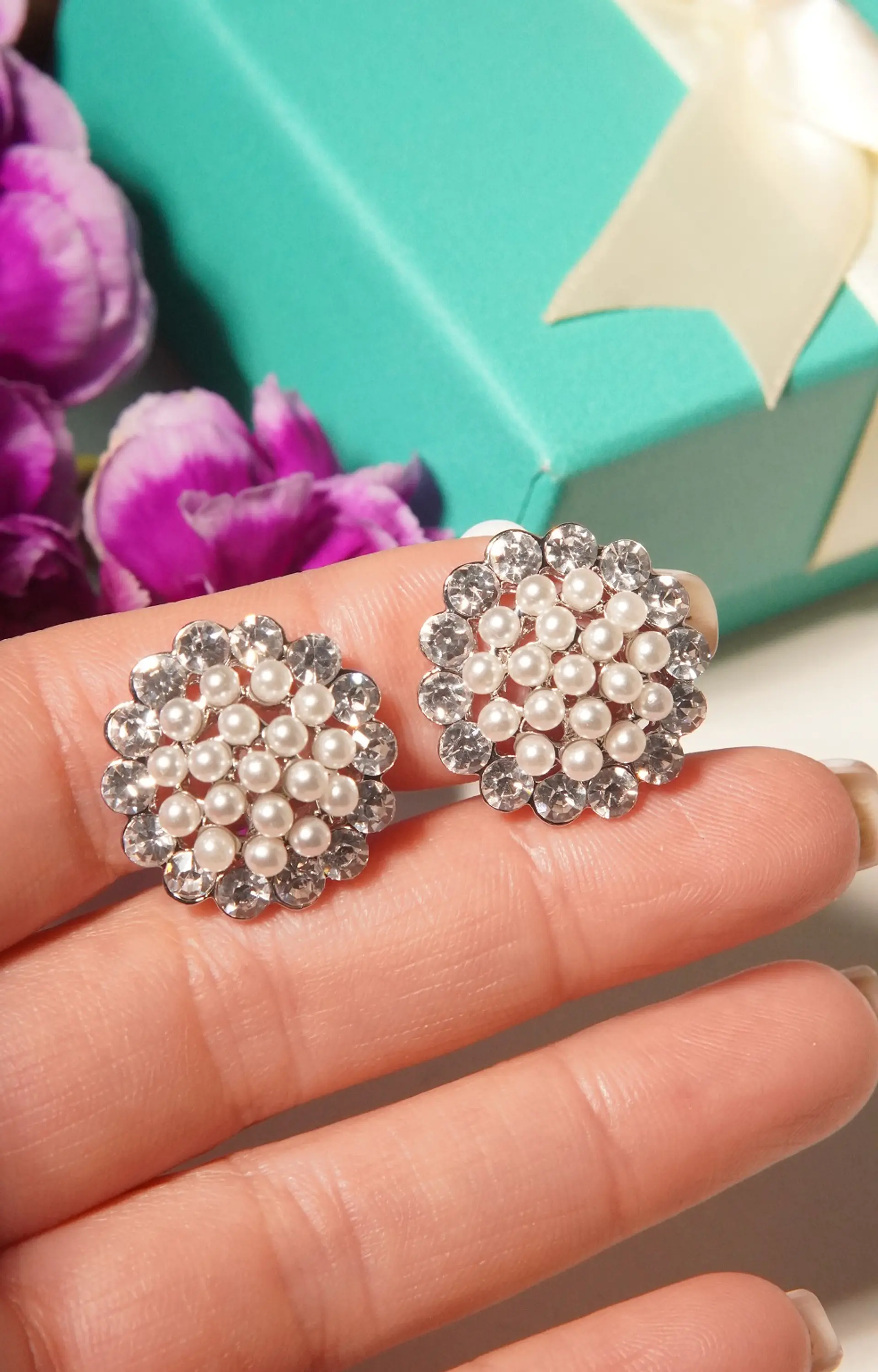 Aros sin perforacion perlas y zirconias sol y brillo plateados 10