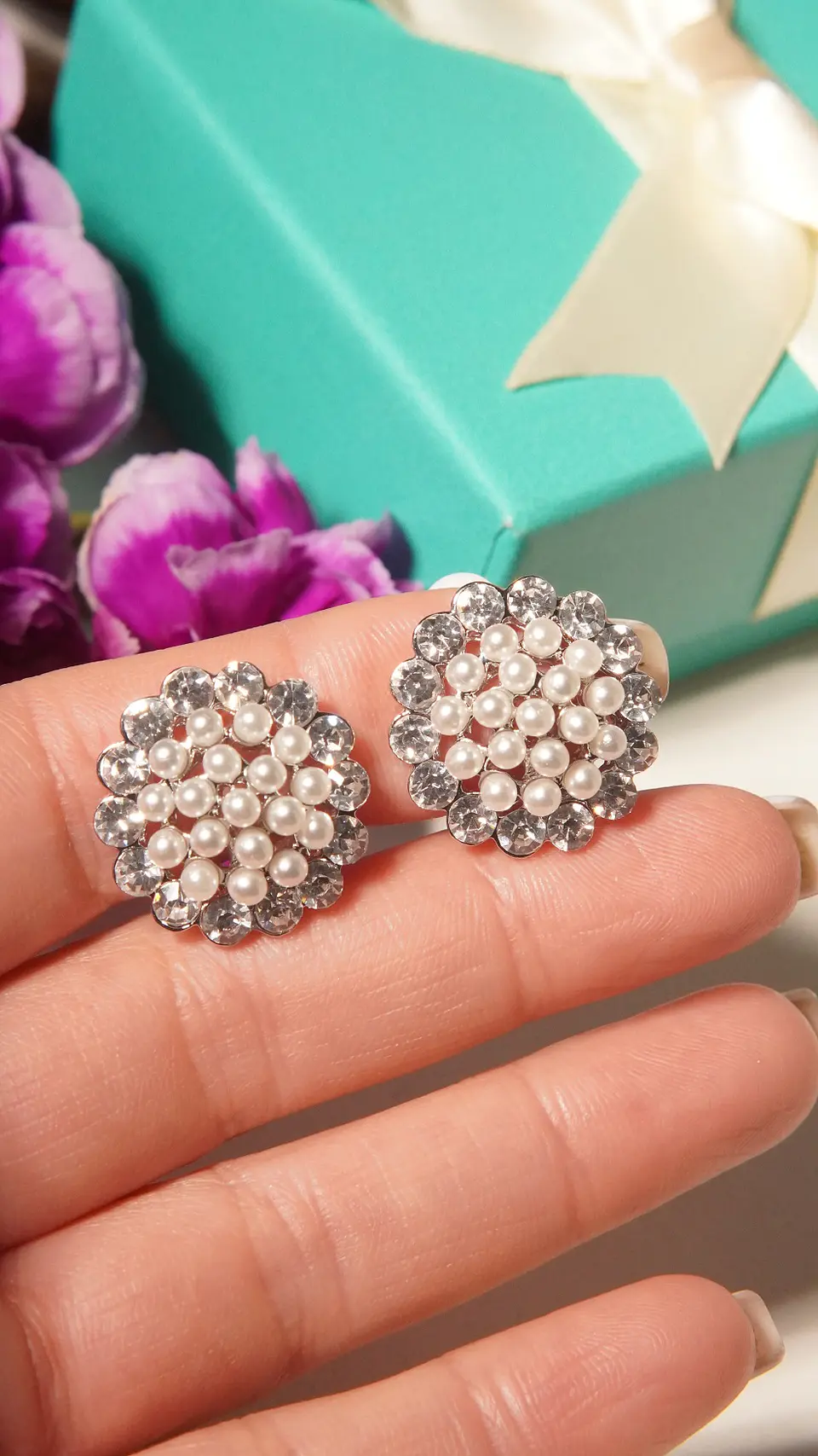 Aros sin perforacion perlas y zirconias sol y brillo plateados 10