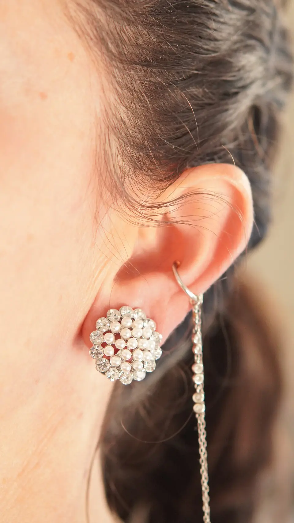 Aros sin perforacion perlas y zirconias sol y brillo plateados 7