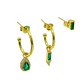 Pack de aros Diana zirconias verdes bañado en oro  - Miniatura 1