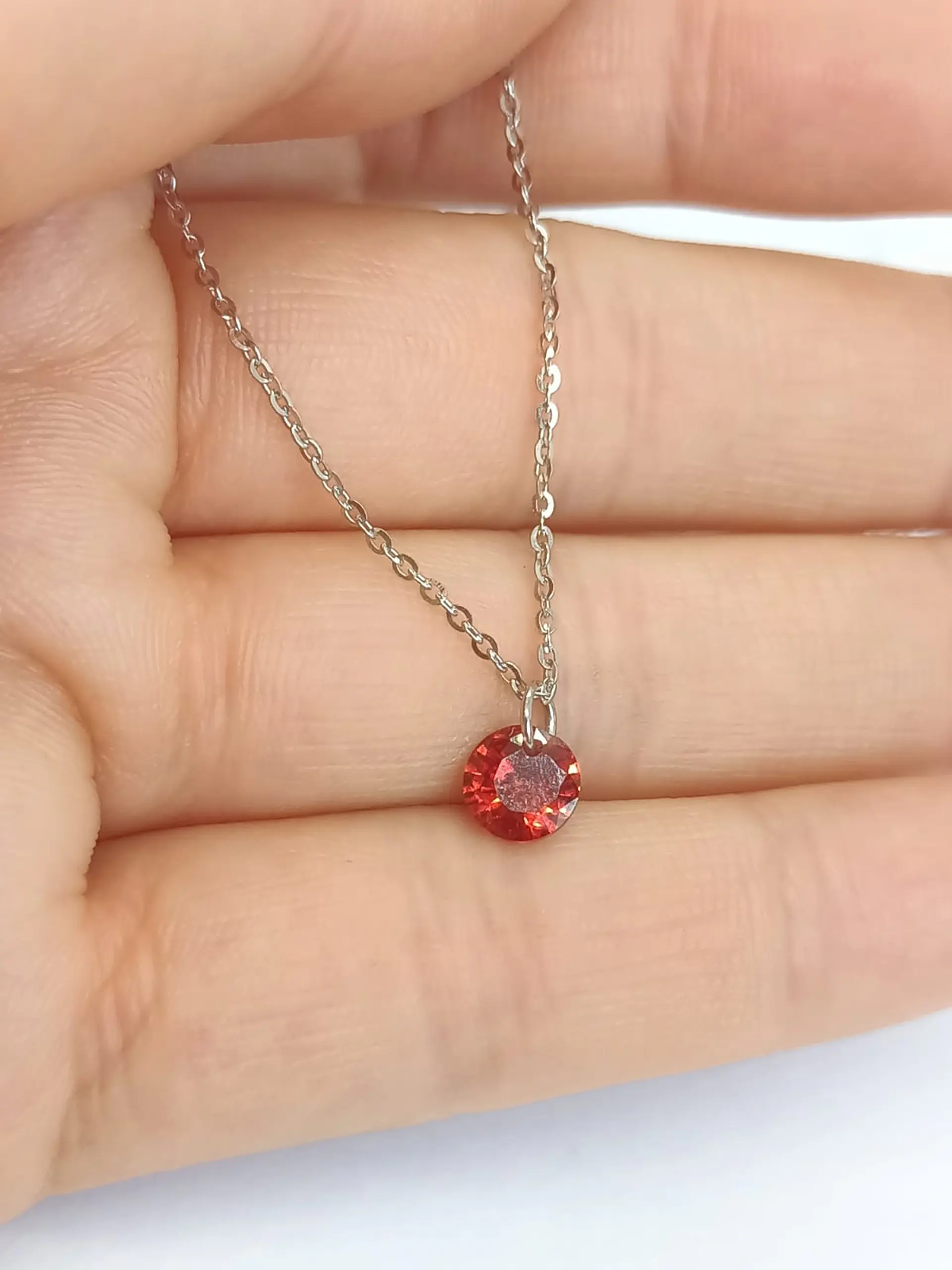 Colgante Collar Punto Luz Zirconio Colores Plata fina ley S925 13