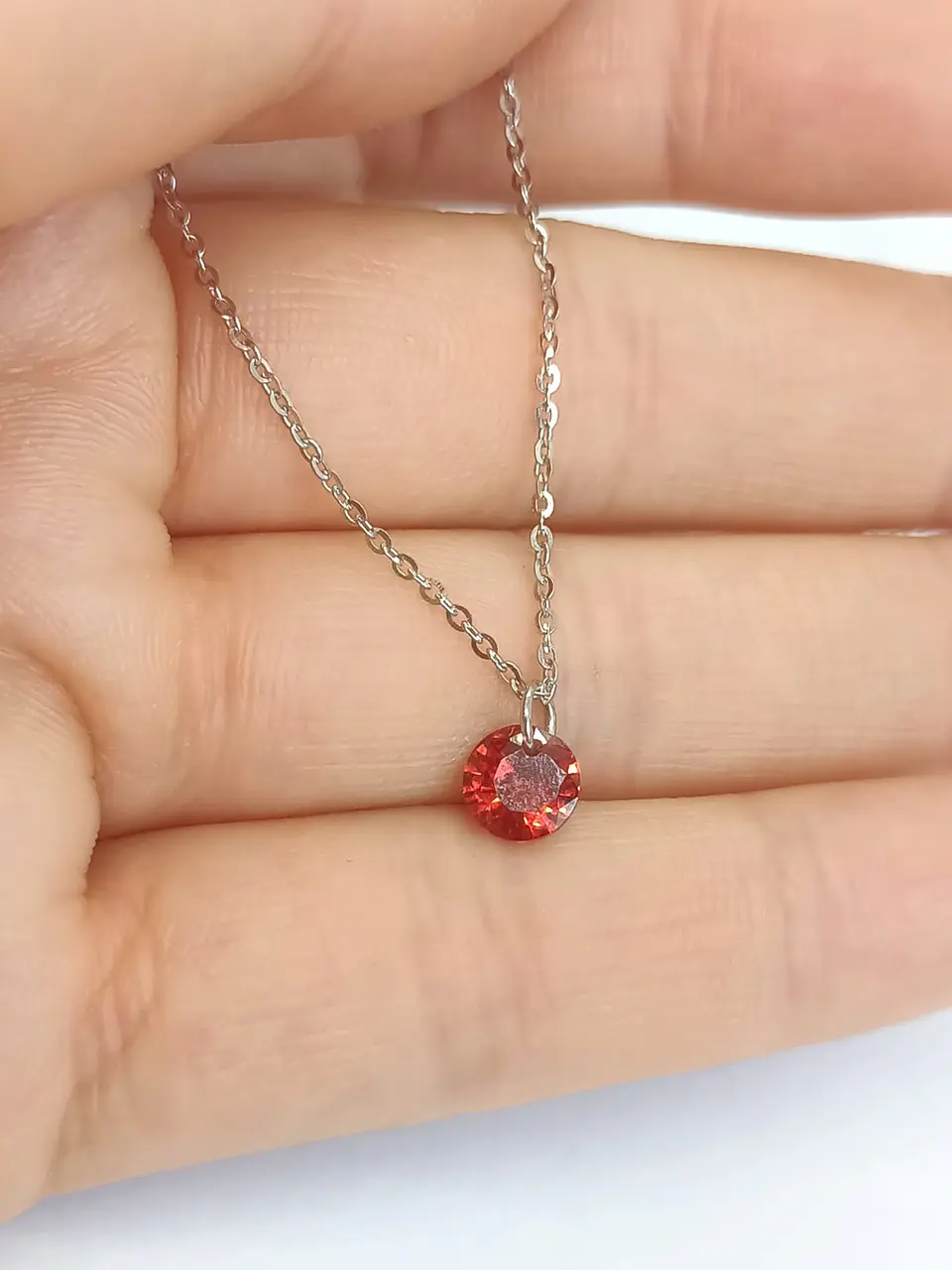 Colgante Collar Punto Luz Zirconio Colores Plata fina ley S925 13